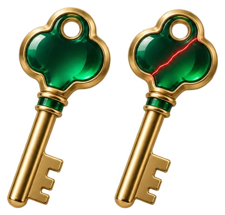 Two near-identical keys, one cracked